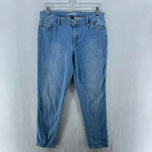 Lands' End Jeans Womens 12+ Blue Mid-Rise Tapered Stretch Denim Pockets